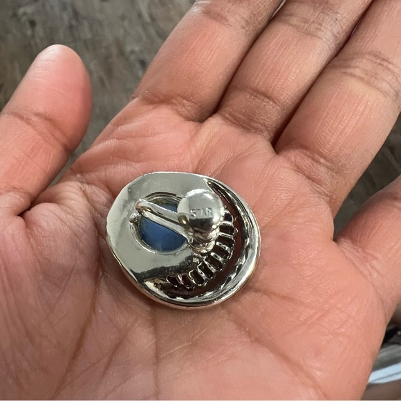 1950s Vintage STAR ( Staret) signed Round Blue Silver Tone Earrings Screwback - Picture 6 of 6